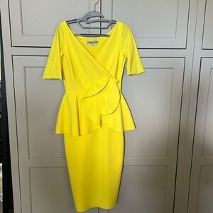 Chiara Boni La Petite Robe Songho peplum cocktail dress in lemon color